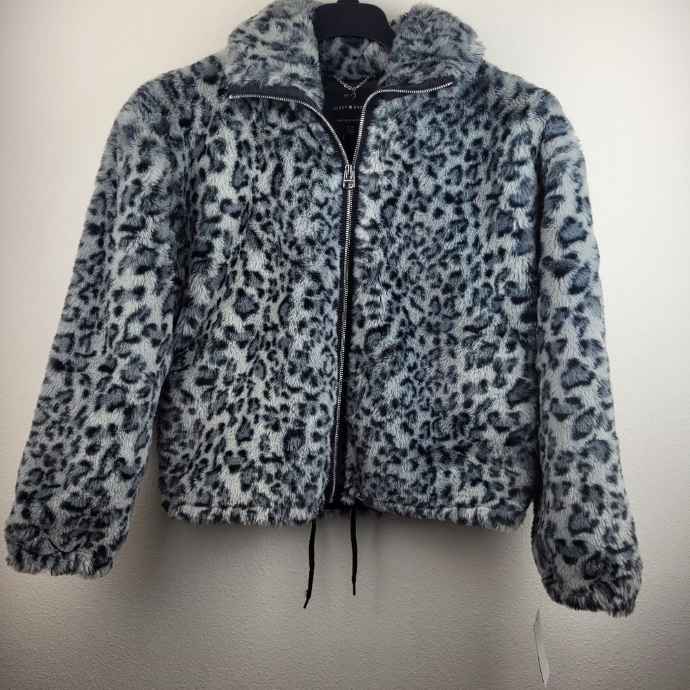 NEW Lucky Brand Funnel Neck Faux Fur Jacket Size XS